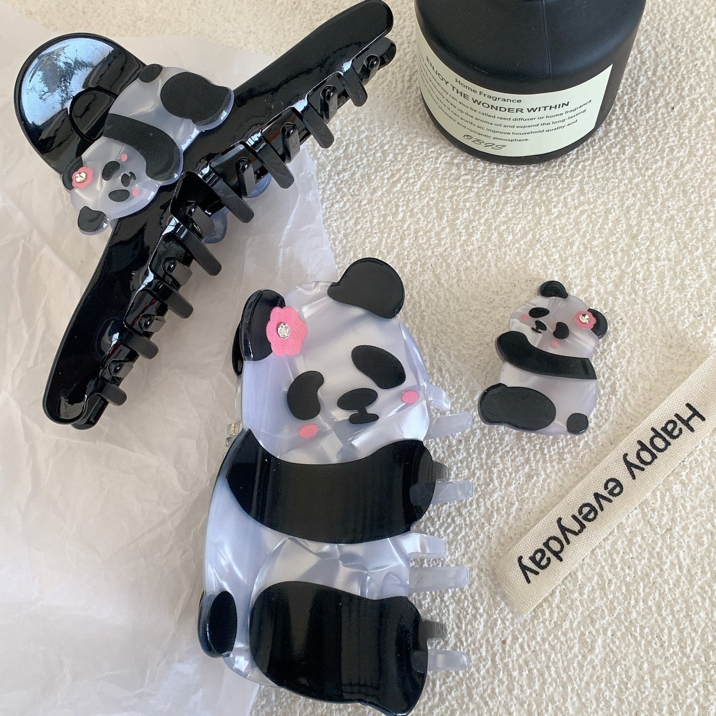 Simple Style Panda Acetate Hair Claws and Hairpins Set