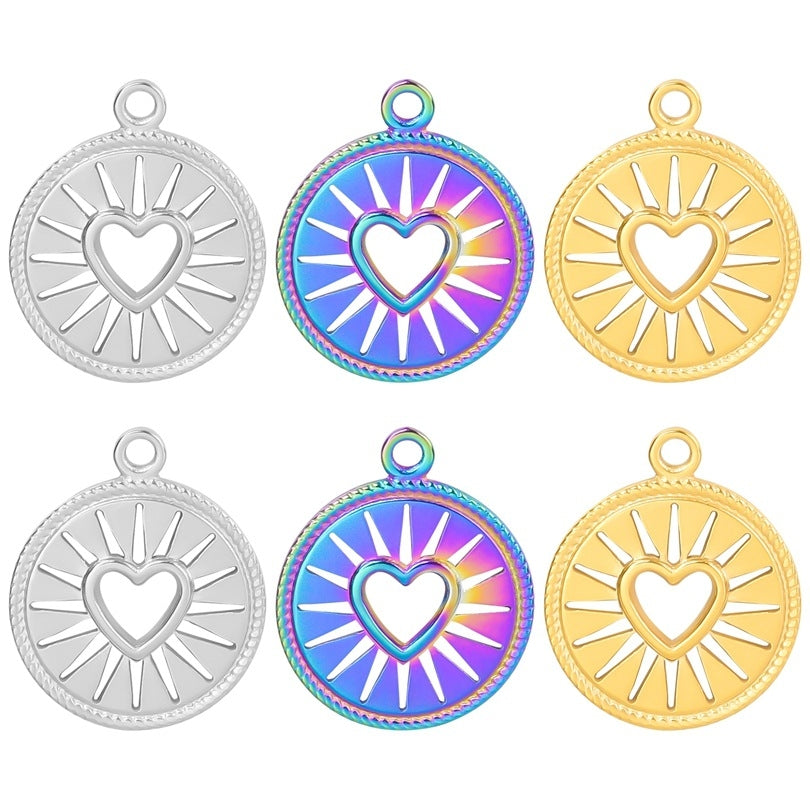 Simple Classic Round 304 Stainless Steel Plated Heart Pendant Necklace