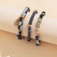 Simple Classic Round Crystal Beaded Alloy Resin Bracelet Set