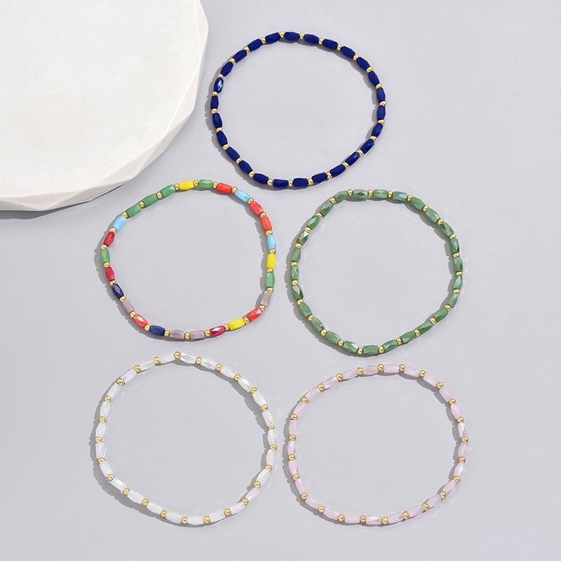 Simple Bohemian Multi-Layer Beaded Crystal Bracelets Set for Women