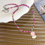 Simple Classic Round Beaded Alloy Women's Necklace with Candy Color Tulip Design