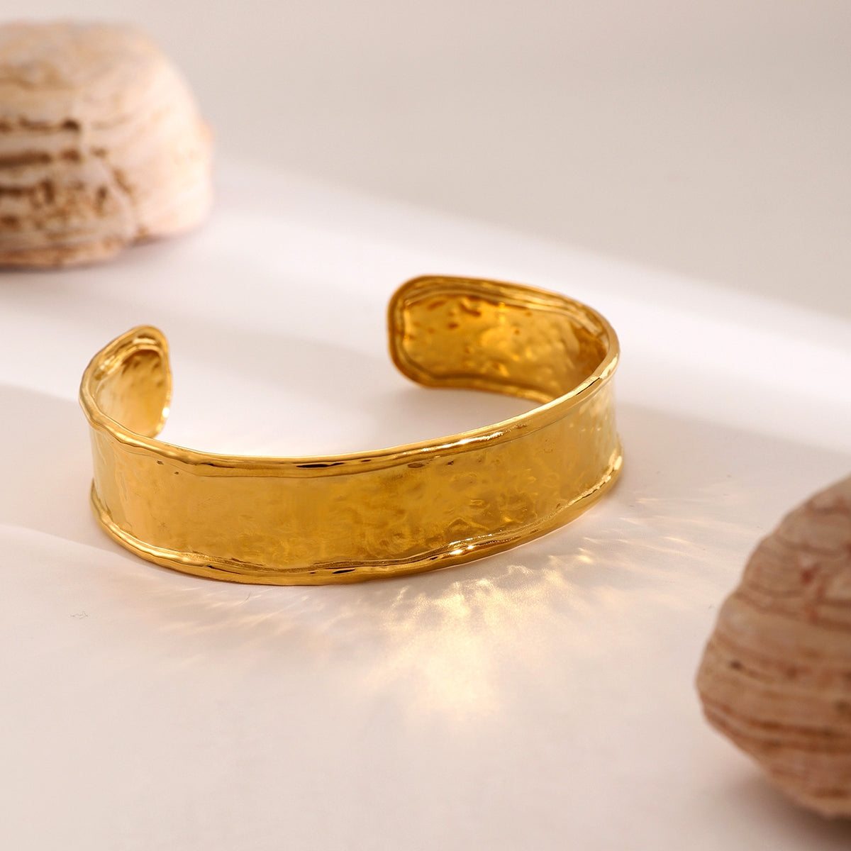 18K Gold Stainless Steel Women's Open Bangle Bracelet