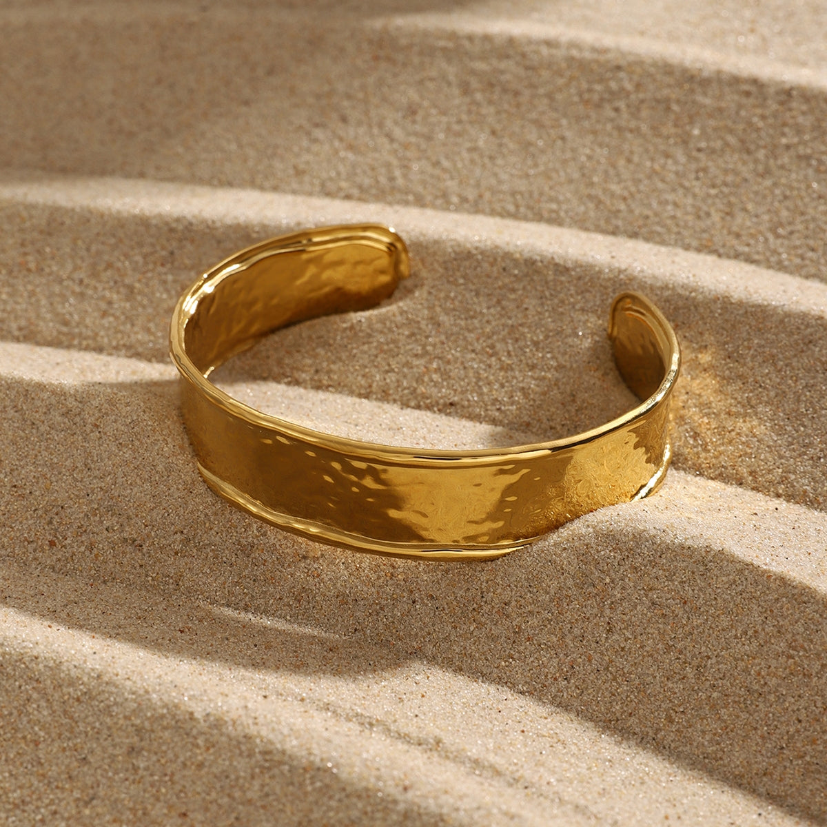 18K Gold Stainless Steel Women's Open Bangle Bracelet