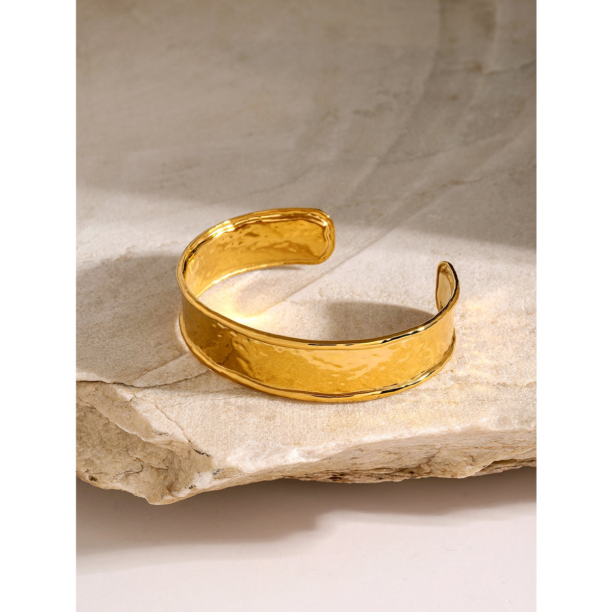 18K Gold Stainless Steel Women's Open Bangle Bracelet