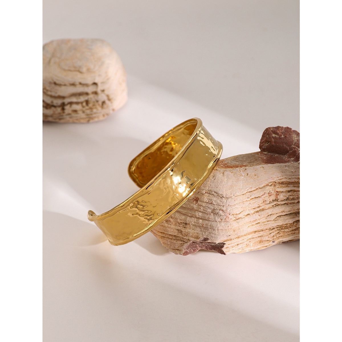 18K Gold Stainless Steel Women's Open Bangle Bracelet