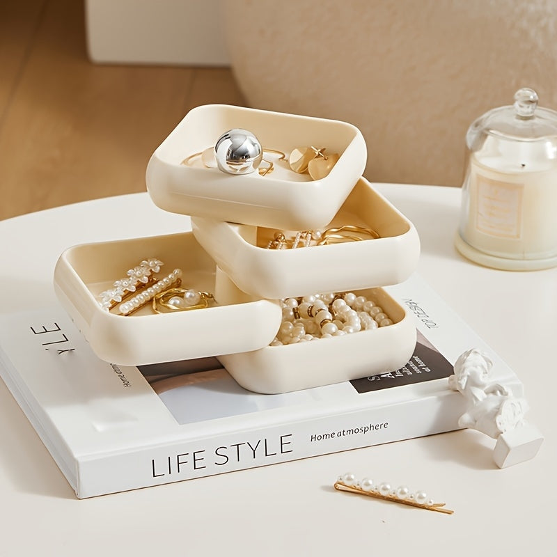 Simple Style Multi-Layer Rotating Jewelry Storage Box