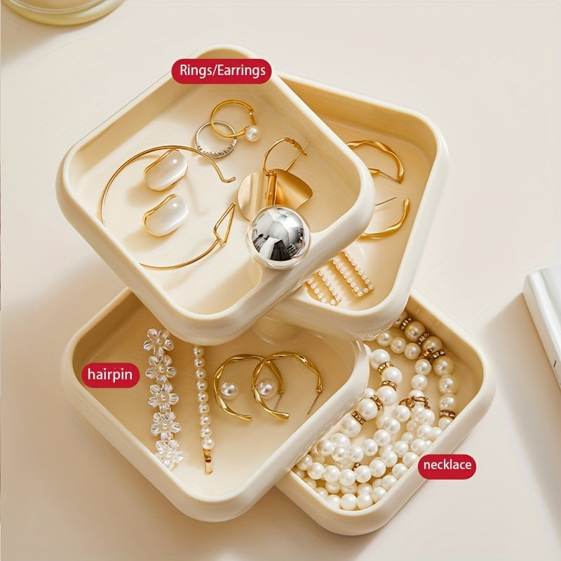 Simple Style Multi-Layer Rotating Jewelry Storage Box