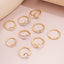 Simple Classic Gold Zircon Inlay Heart Love Ring Set for Women