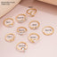 Simple Classic Gold Zircon Inlay Heart Love Ring Set for Women