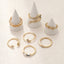 Simple Classic Gold Zircon Inlay Heart Love Ring Set for Women
