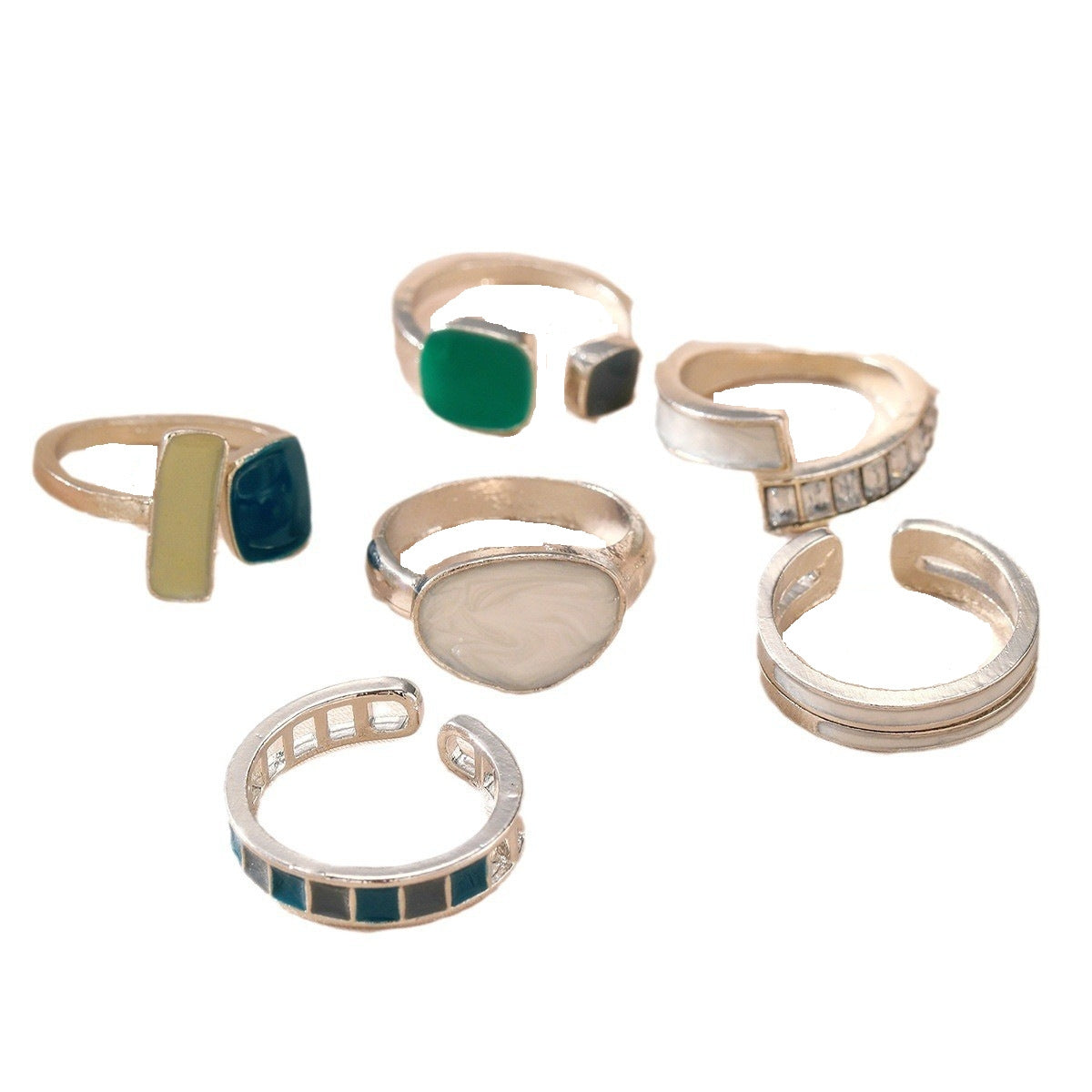 Simple Classic Solid Color Adjustable Emerald Women's Ring