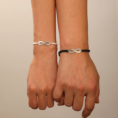 Simple Classic Solid Color Alloy Rope Bracelets with Diamond-Encrusted Infinity Charm