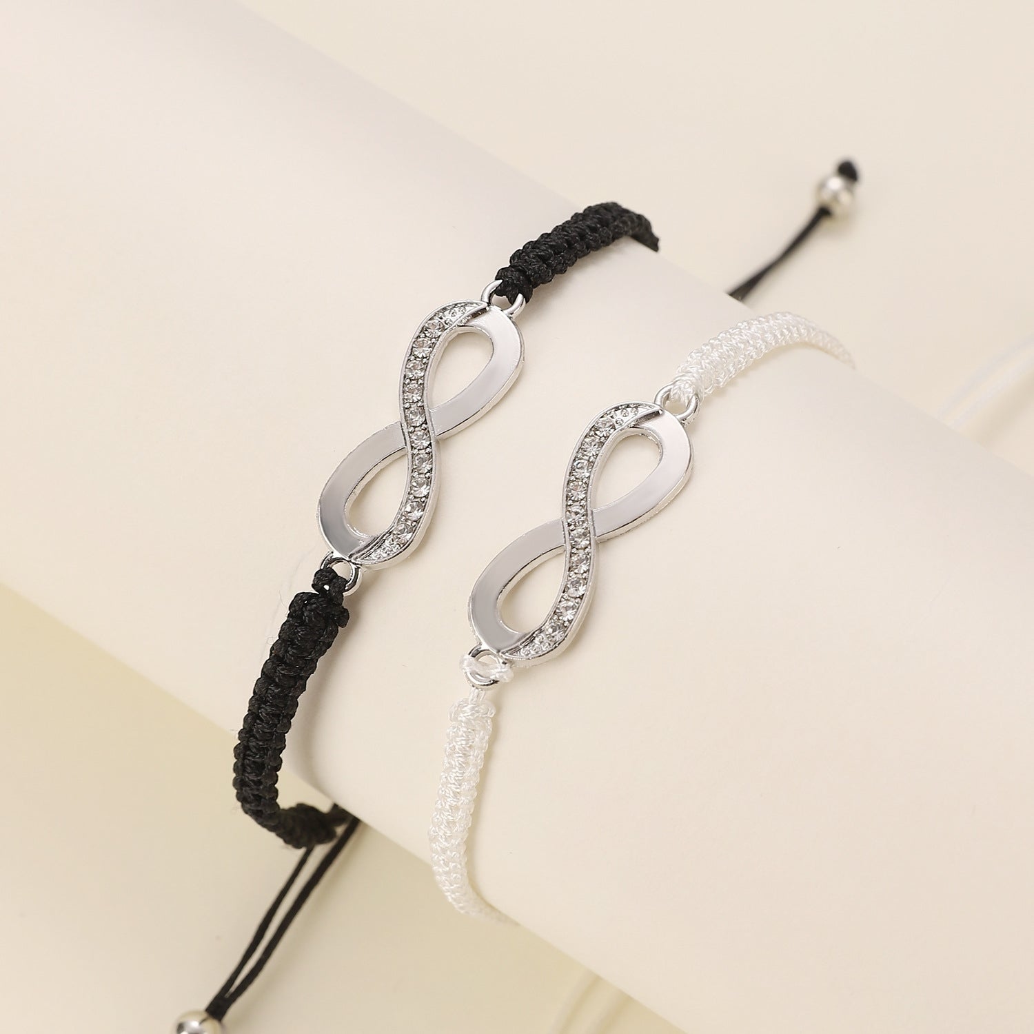 Simple Classic Solid Color Alloy Rope Bracelets with Diamond-Encrusted Infinity Charm