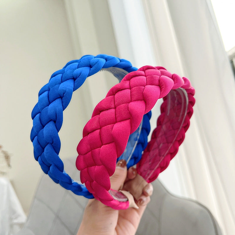 Simple Classic Solid Color Braided Cloth Headband for Women