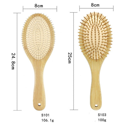 Simple Classic Solid Color Bamboo Air Cushion Massage Comb for Scalp and Hair Care