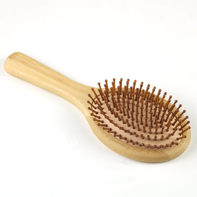 Simple Style Solid Color Bamboo Massage Comb Set - Air Cushion, Kids, Wide Tooth, Sharp Tail Comb