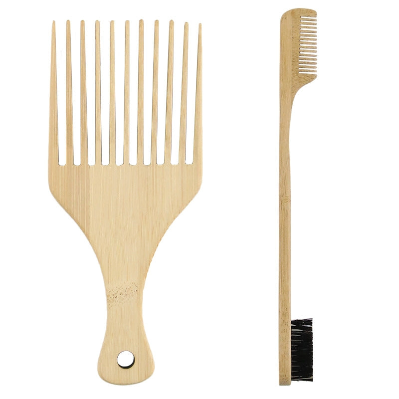 Simple Classic Solid Color Bamboo Hairbrush Set for Men