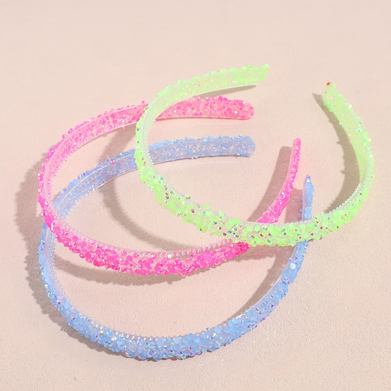 Simple Classic Solid Color Resin Inlay Jelly Rhinestone Hairband