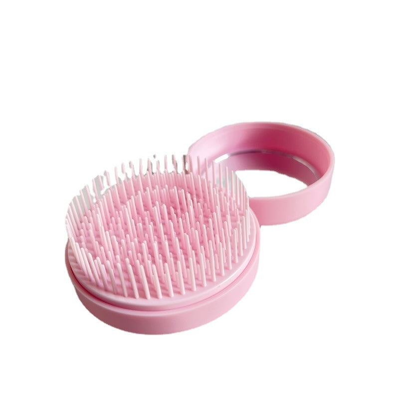 Simple Style Solid Color Portable Hair Comb Set with Mirror