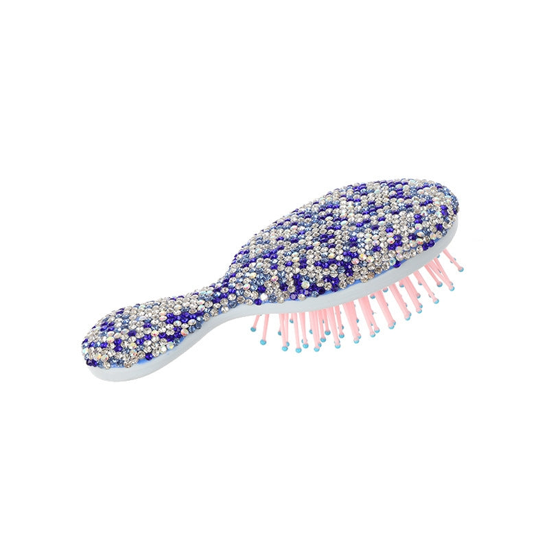 Simple Classic Solid Color Resin Diamond-Encrusted Mini Massage Comb