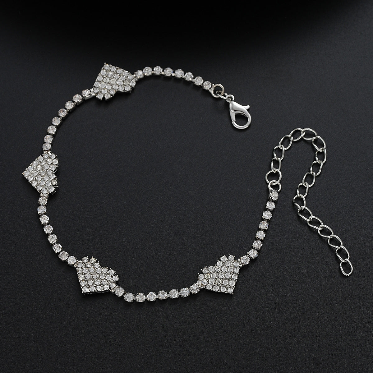 Simple Style Rhinestone Heart Anklet in Solid Color Alloy