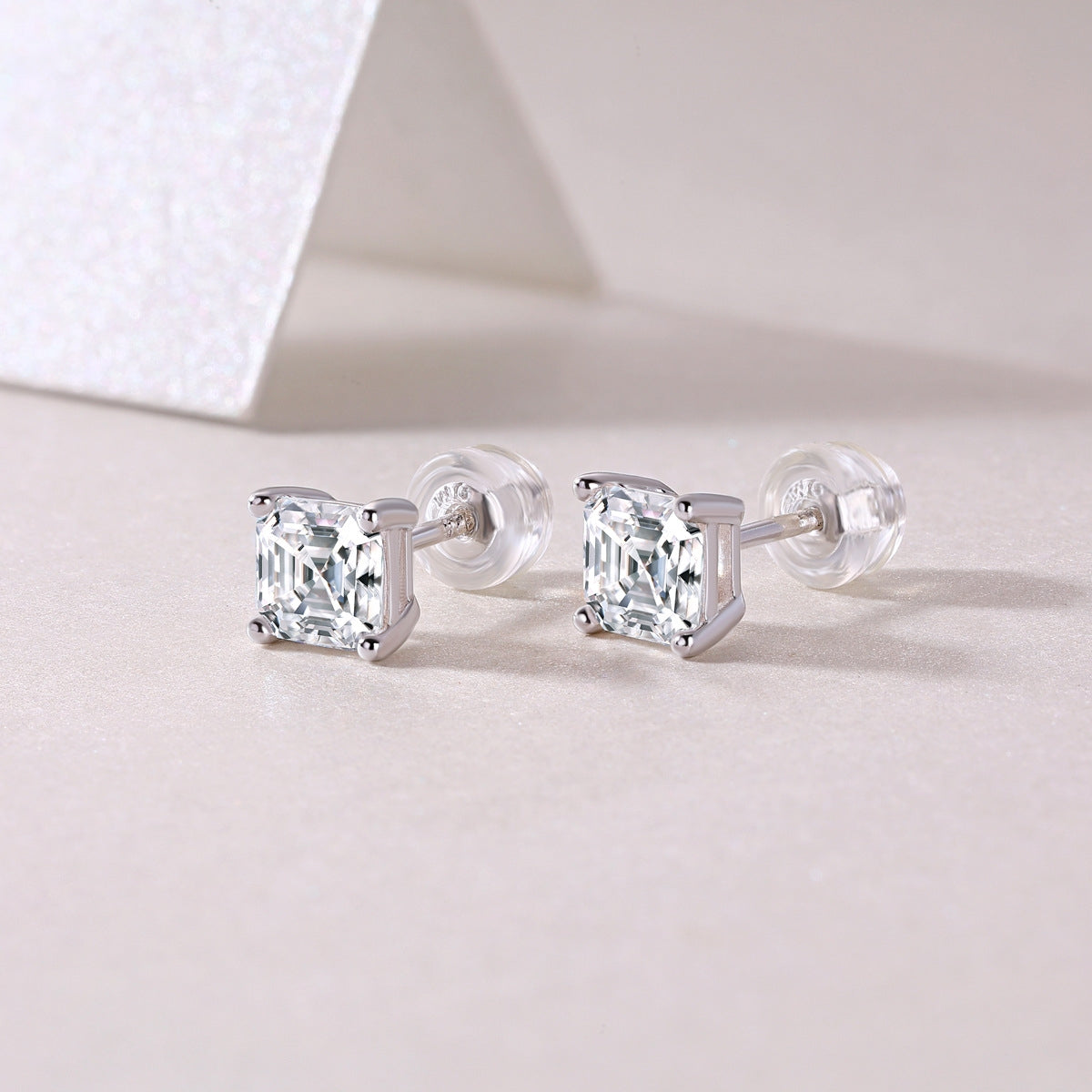 Simple Classic Sterling Silver Moissanite Stud Earrings with 18K Gold Plating