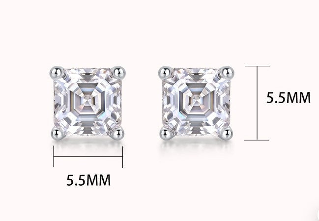 Simple Classic Sterling Silver Moissanite Stud Earrings with 18K Gold Plating