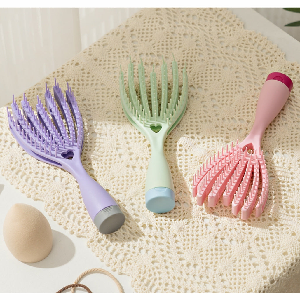 Simple Style Solid Color Detangling Hair Comb with Mirror and Soft Airbag