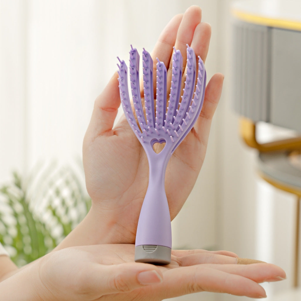 Simple Style Solid Color Detangling Hair Comb with Mirror and Soft Airbag