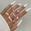 Simple Style Star Alloy Rhinestone Women's Ring Set with Pink Enamel and Pendant Charms