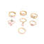 Simple Style Star Alloy Rhinestone Women's Ring Set with Pink Enamel and Pendant Charms