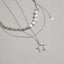 Simple Star Tassel Layered Necklace Set - Vintage Alloy Design