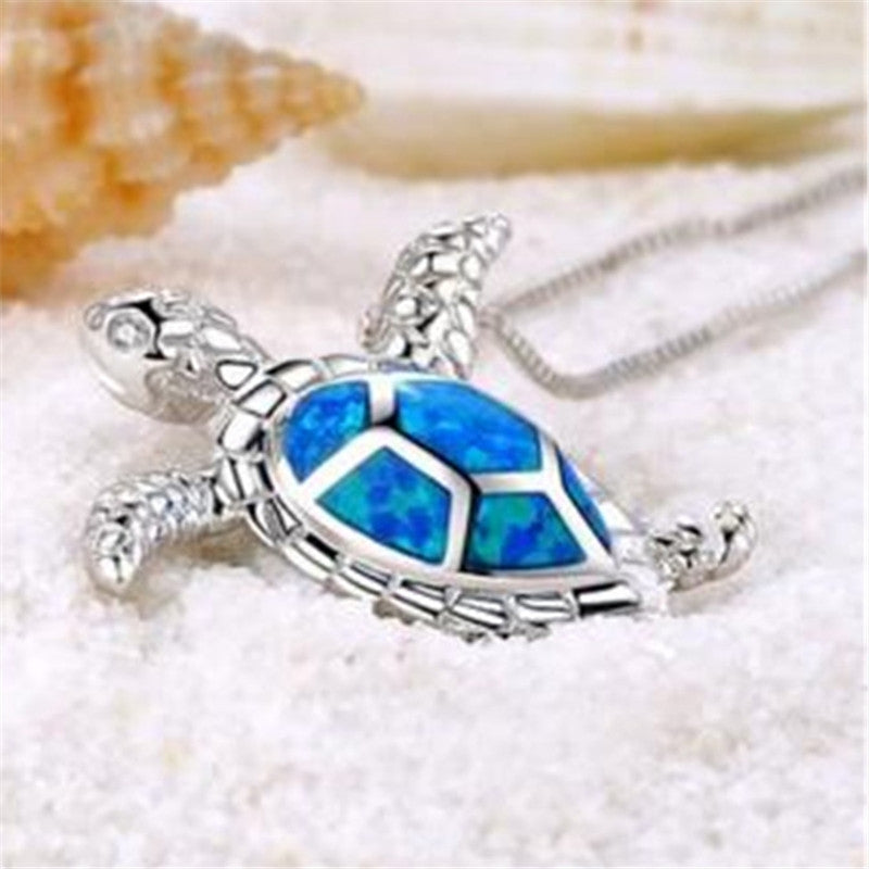 Simple Tortoise Opal Pendant Necklace