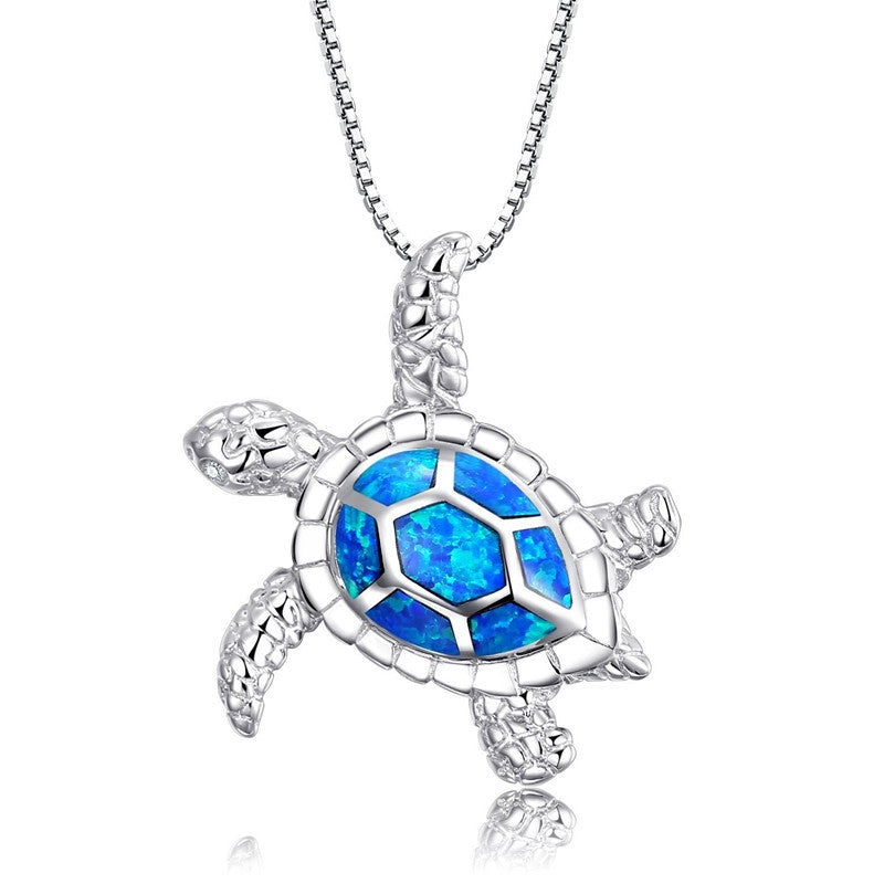 Simple Tortoise Opal Pendant Necklace