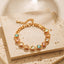 Simple Style Color Block Alloy Bracelet with 18k Gold-Plated Chain and Opal Beads
