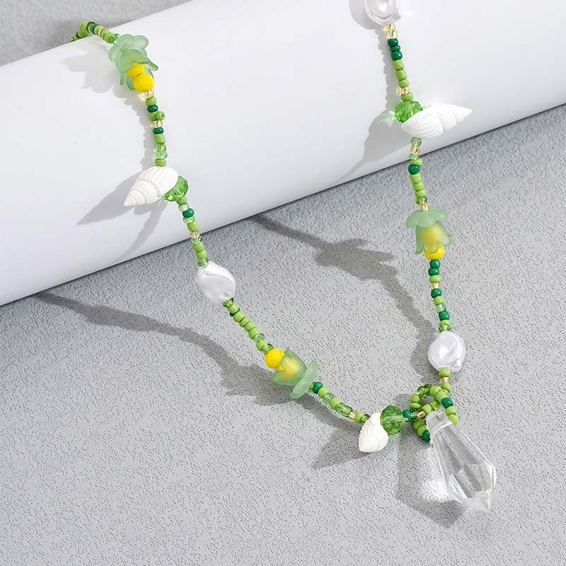 Simple Style Color Block Beaded Shell Crystal Waist Chain