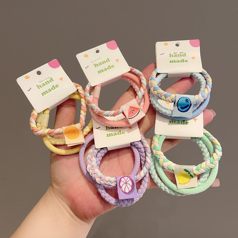 Simple Color Block Hair Tie Set - Three-Piece Elastic Rope Combination