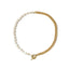 Simple Style Freshwater Pearl Copper Patchwork Necklace with Titanium Steel Chain
