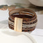 Simple Style Color Block PU Leather Rhinestone Bangle and Snakeskin Beaded Magnetic Clasp Bracelet for Women