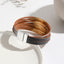 Color Block PU Leather Multi-Layer Magnetic Buckle Women's Bangle Bracelet