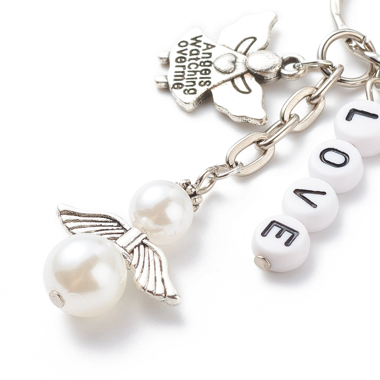 Simple Style Angel Wings Acrylic Keychain with Letter and Star Pendant