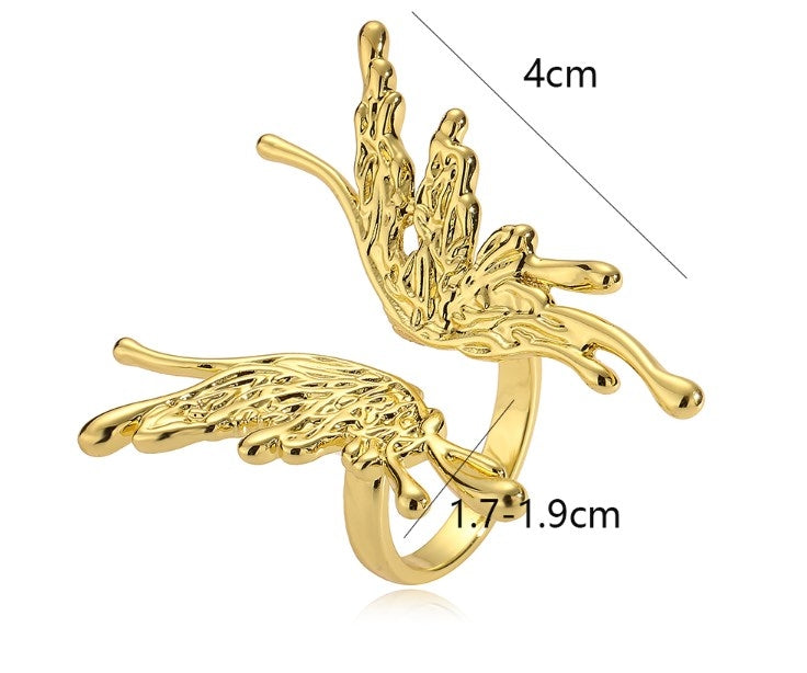 Minimalist Butterfly 18k Gold Plated Copper Open Ring