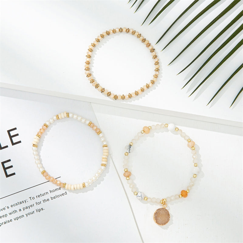 Simple Style Color Block Crystal and Pearl Resin Beaded Bracelets