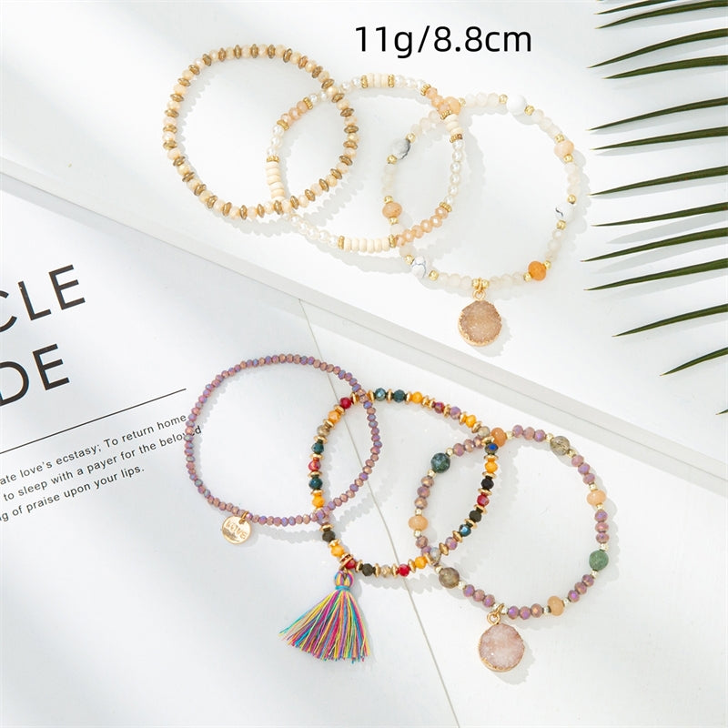 Simple Style Color Block Crystal and Pearl Resin Beaded Bracelets