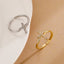 Minimalist Geometric Cross 18k Gold Plated Zircon Open Ring