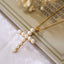 Minimalist Geometric Pearl Pendant Necklace 18k Gold Plated