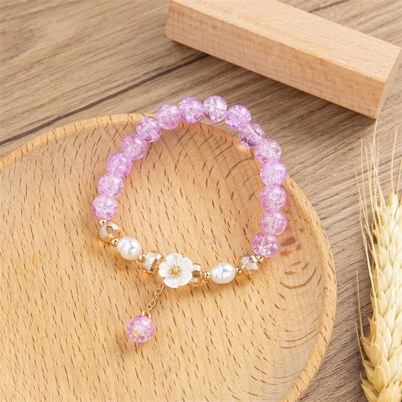 Simple Style Sunflower Crystal Pendant Alloy Bracelet for Women