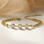 Geometric Shell Inlaid Stainless Steel Gold Plated Bracelet for Women