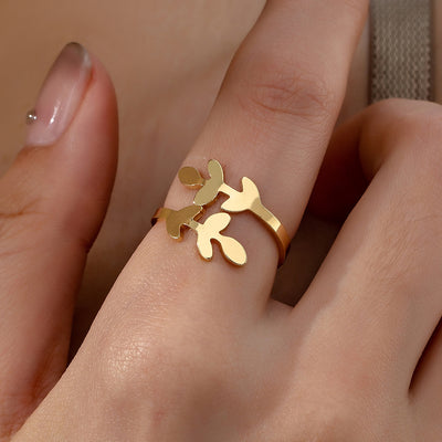 Simple Elegant Leaf Design Women's Open Ring