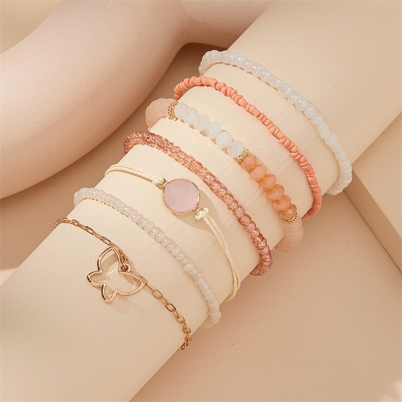 Bohemian Multi-Layer Beaded Crystal Alloy Bracelets for Women